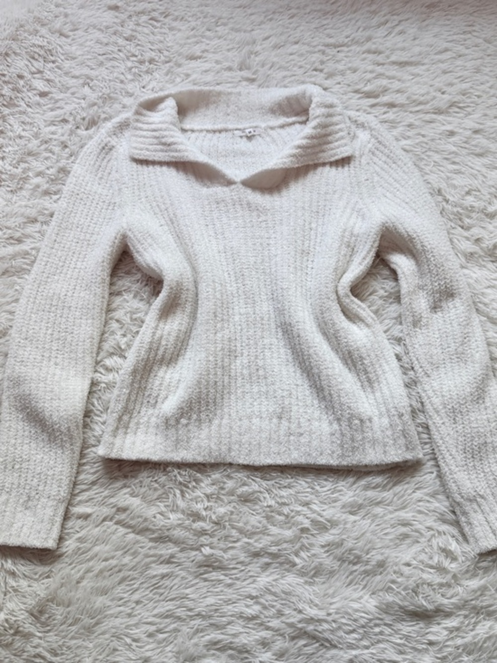 Maurices Soft Cream Collared Neck Textured Sweater